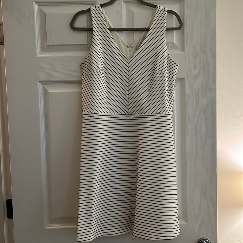 Navy and white striped skater dress